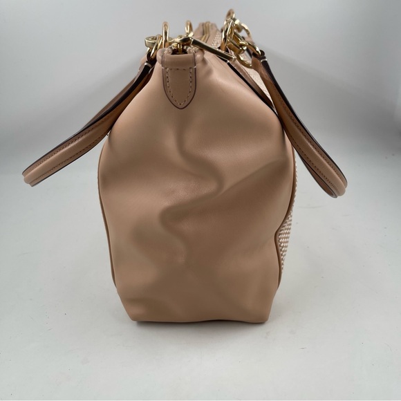 NEW! Coach Ava Camel Ivory Large Chain Colorblock Jacquard Tote Bag - Picture 5 of 12